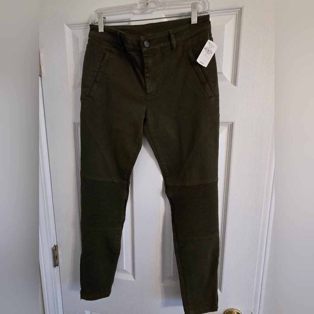 Neiman Marcus No21 Dark Green Moto Jeans, Size 4